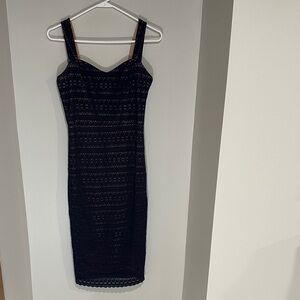 Dress the Population Navy Lace Midi Dress